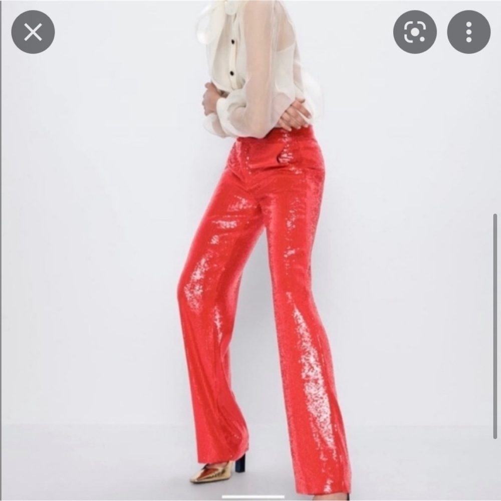 ZARA Red Sequin Pants size